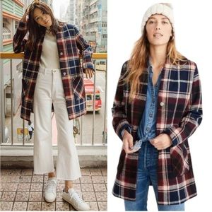 Abercrombie plaid wool blend coat